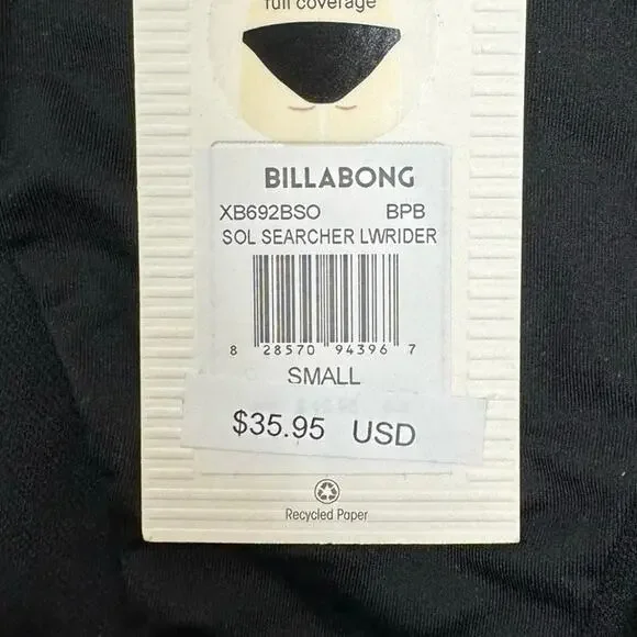 NWT Billabong Women’s Black Sol Searcher Lowrider Full Coverage Bikini Bottom - Picture 6 of 12